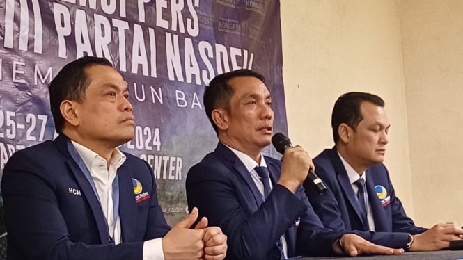 Konferensi pers Partai NasDem usai Kongres ke III