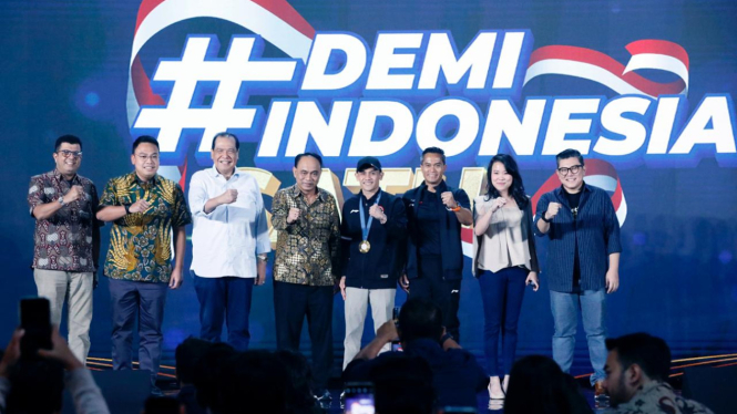 Veddriq Leonardo dan Anindya Bakrie di acara Demi Indonesia Satu