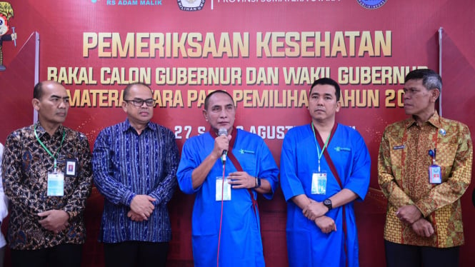 Bacalon Gubernur dan Wakil Gubernur Sumut, Edy Rahmayadi - Hasan Sagala Basri jalani pemeriksaan kesehatan di RSUP H Adam Malik, Kota Medan.(B.S.Putra/VIVA)