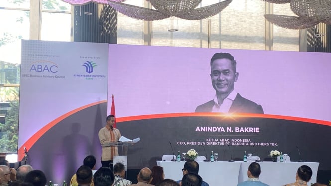 Ketua Apec Business Advisory Council (ABAC) Indonesia Anindya Bakrie hadiri acara Future of Indonesia Dialogue di Jakarta.