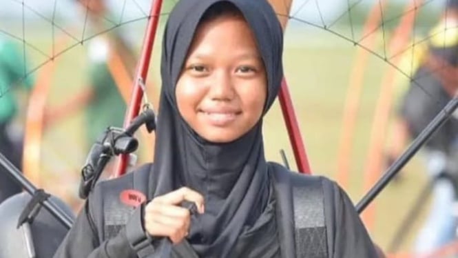 Atlet Aerosport Sumut, Ditta Vanesha Aulya Putri, meraih medali emas perdana, untuk Provinsi Sumut.(istimewa/VIVA)