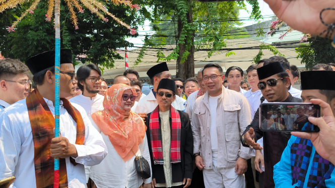 Bakal cagub Jakarta, Ridwan Kamil atau RK saat bersilaturahmi di TKN Fanta, Menteng, Jakarta Pusat, Senin, 2 September 2024