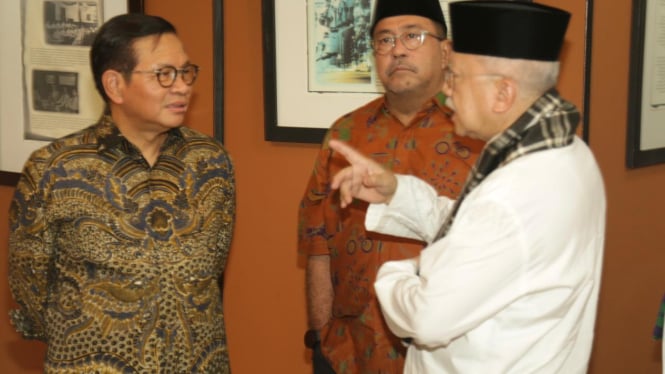 Cagub-Cawagub Jakarta, Pramono Anung-Rano Karno Bertemu dengan Fauzi Bowo di Museum MH Thamrin, Jakarta.