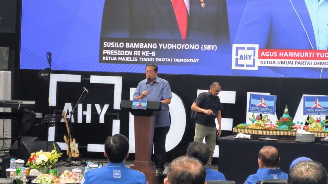 Ketua Majelis Tinggi Partai Demokrat, Susilo Bambang Yudhoyono (SBY) di Kantor DPP Partai Demokrat, Senin, 9 September 2024