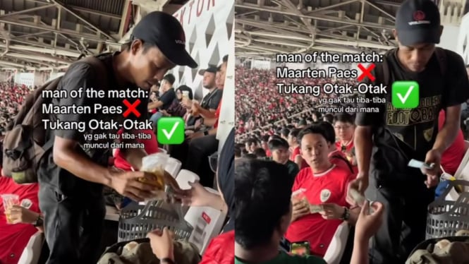 Pedagang Otak-Otak Tiba-Tiba Muncul di Tengah Stadion GBK