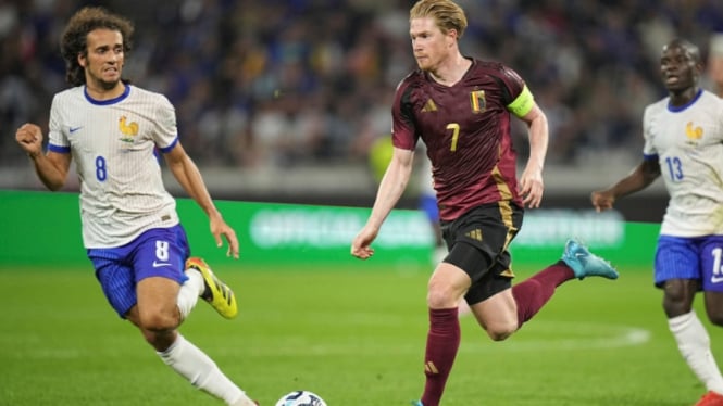 Kevin De Bruyne saat Belgia melawan Prancis