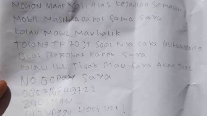 Surat pelaku ke korban