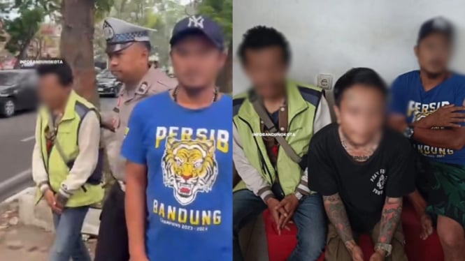 Pak Ogah di Bandung yang pura-pura terlindas