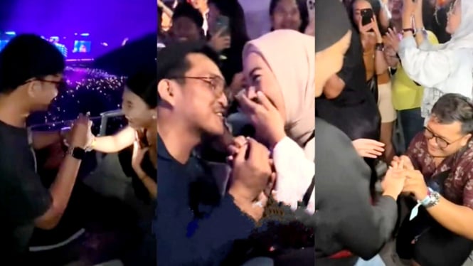 Sejumlah penonton melamar kekasih di konser Bruno Mars saat lagu Marry You