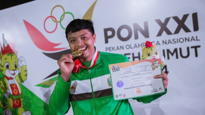 Abdul Hafizh, atlet lempar lembing sukses meraih medali emas di PON 2024.(dok PON wilayah Sumut 2024)