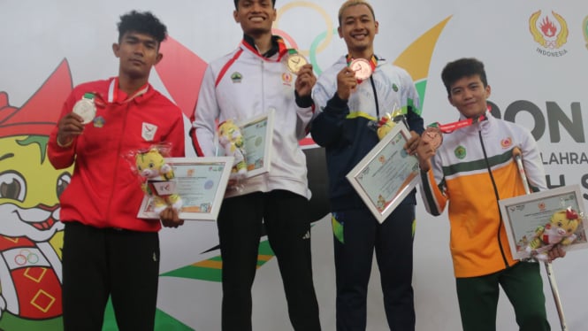 Pesilat Lampung, Muhammad Wildan sukes sabet medali emas perdana di PON 2024.(dok PON 2024 wilayah Sumut)