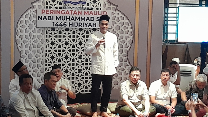 Ketua Umum Kamar Dagang dan Industri (Kadin) Indonesia, Anindya N. Bakrie, dalam acara Maulid Nabi Muhammad SAW di Menara Kadin, Jakarta Selatan, Senin, 16 September 2024