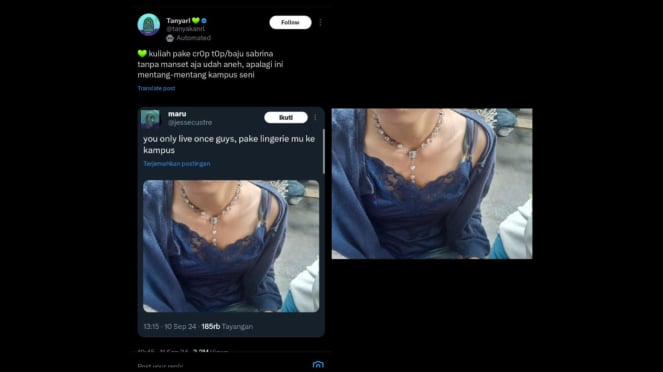 Foto Mahasiswa Pakai Lingerie ke Kampus yang Viral di X