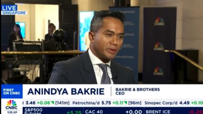 Ketua Umum Kadin Indonesia, Anindya Bakrie, dalam sesi wawancara khusus dengan stasiun televisi CNBC Singapura, Rabu, 18 September 2024