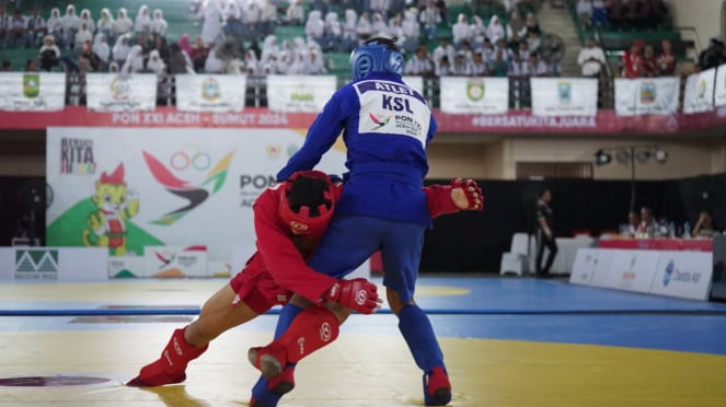 Pertandingan Sambo di GOR Serbaguna, di Kabupaten Langkat.(dok PON 2024 Wilayah Sumut) 