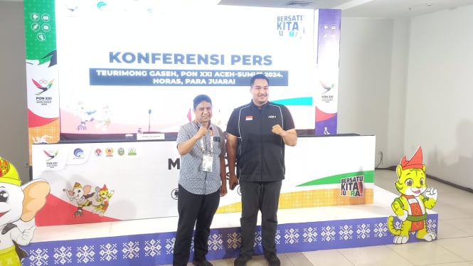 Menpora RI, Dito Ariotedjo, dalam jumpa pers digelar di Media Center PON XXI Tahun 2024, Aceh-Sumut, di Hotel Santika, Kota Medan.(B.S.Putra/VIVA)