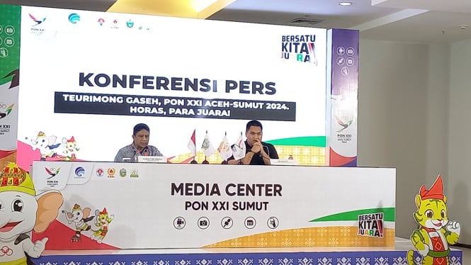 Menpora RI, Dito Ariotedjo di Media Center, Hotel Santika, Kota Medan.(B.S.Putra/VIVA)