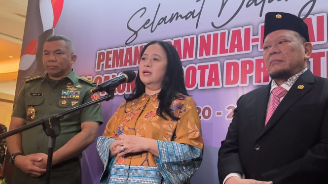 Ketua DPP PDIP, Puan Maharani (tengah) di Shangri-La Hotel, Jakarta Pusat, Sabtu, 21 September 2024