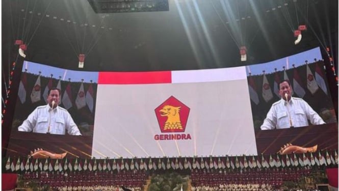 Prabowo Subianto saat hadiri Rapimnas Gerindra.