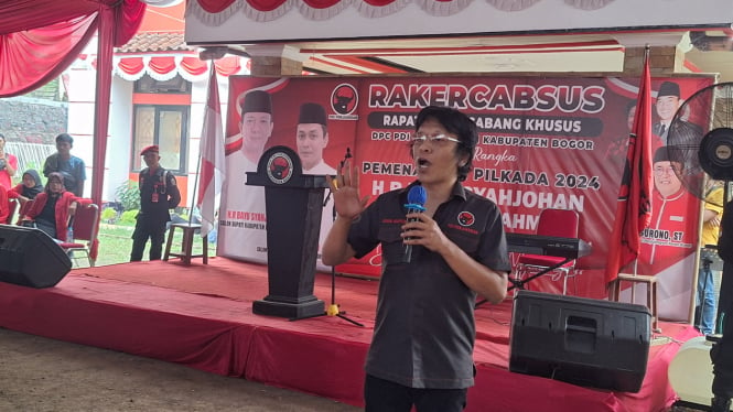 Adian Napitupulu dalam Raker Khusus pemenangan Pilkada Kabupaten Bogor. VIVA/Muhammad AR