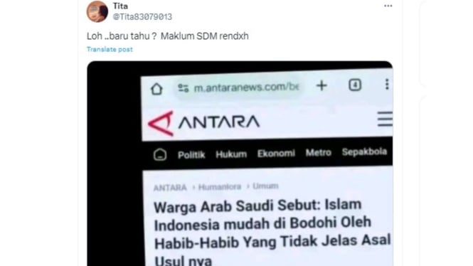 Narasi Warga Arab Saudi Sebut Islam Indonesia Mudah Dibodohi, benarkah?