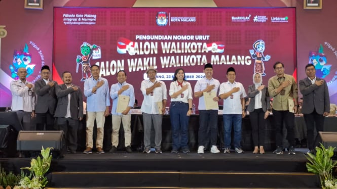 Pengundian nomor urut calon kepala daerah Kota Malang. 