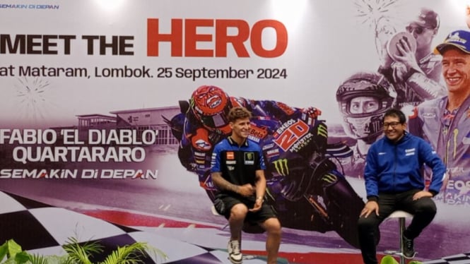 Pembalap Monster Energy Yamaha, Fabio Quartararo dalam acara Meet The Hero di Mataram (Satria)