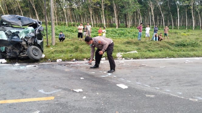 Kecelakaan maut truk kontra pikap di Kabupaten Simalungun.(dok Polres Simalungun)