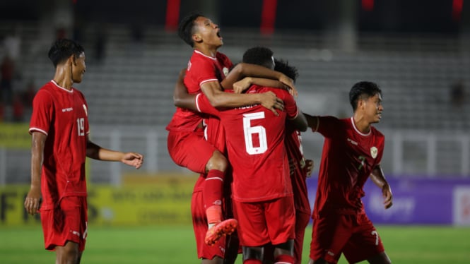 Pemain Timnas Indonesia U-20 rayakan gol