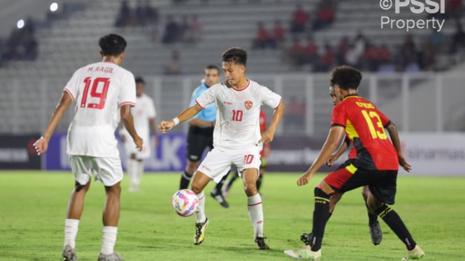 Timnas Indonesia U-20 saat menghadapi Timor Leste U-20