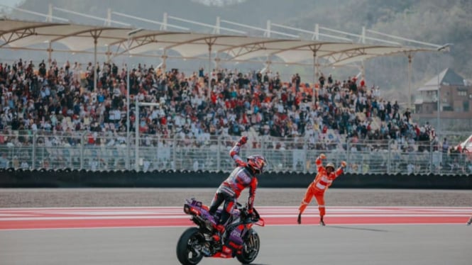 Jorge Martin menjadi juara di MotoGP Mandalika 2024. (Dok. ITDC/MGPA)