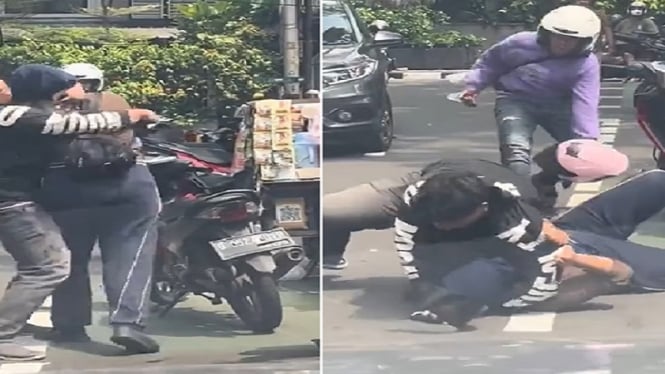 Viral Pria smackdown pacarnya di pinggir jalan