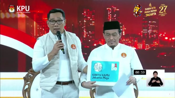 Cagub-cawagub Jakarta nomor urut 01, Ridwan Kamil dan Suswono memperkenalkan kartu 'Kamu' untuk warga Jakarta