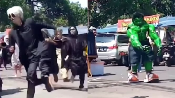 Para Cosplayer Hantu Hingga Superhero Dikejar Satpol PP