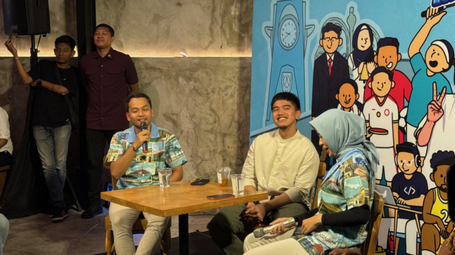Kaesang dan pasangan calon wali kota-wakil wali kota nomor urut 2, Respati-Astrdi di deklarasi Kancane Mase.