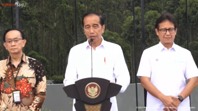 Presidente indonésio Joko Widodo (Jokowi) na inauguração do Hospital Hermina Nusantara no IKN (fonte: captura de tela do YouTube da Secretaria Presidencial)