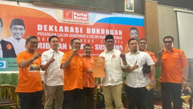 Partai Buruh mendeklarasikan dukungan untuk cagub-cawagub Jakarta nomor urut 01, Ridwan Kamil-Suswono di Pilkada Jakarta 2024