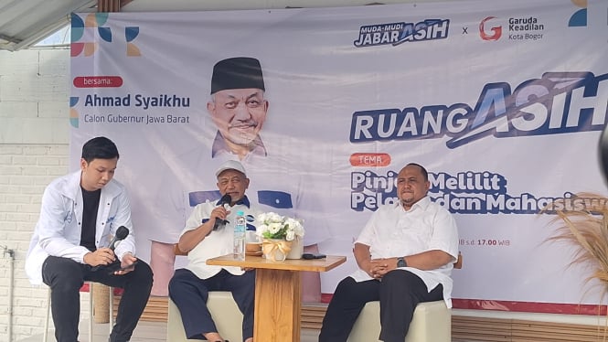 Calon Gubernur Ahmad Syaikhu, dan Calon Walikota Bogor Atang Trisnanto saat kumpul bersama anak Muda di Kota Bogor. VIVA/Muhammad AR