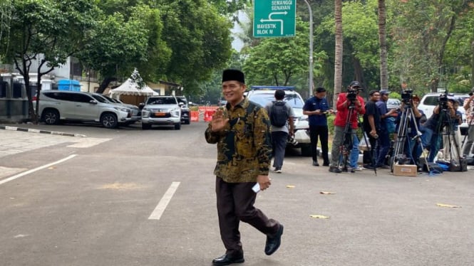 Politikus Partai Gerindra Muhammad Syafi'i sambangi rumah Prabowo Subianto.