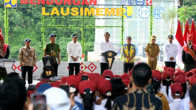 Presiden RI Joko Widodo meresmikan Bendungan Lau Simeme, Kecamatan Sibiru-biru, Kabupaten Deliserdang.(dok Pemprov Sumut)