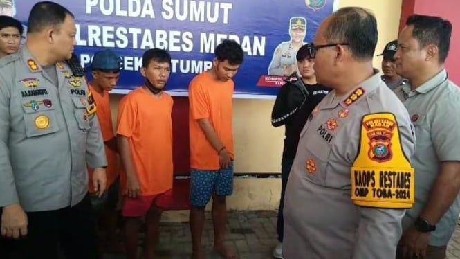 Kapolrestabes Medan, Kombes Gidion Arif Setyawan, saat memberikan keterangan pers kawan geng motor.(dok Polrestabes Medan)