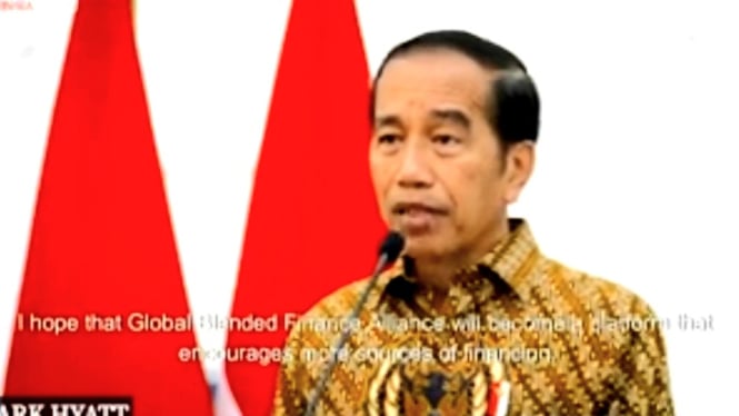 [dok. tangkapan layar Presiden Jokowi saat memberikan sambutan di acara 'Signing of the Article of Agreement on G20 GBFA', kawasan Kebon Sirih, Gondangdia, Jakarta Pusat, Kamis, 17 Oktober 2024]