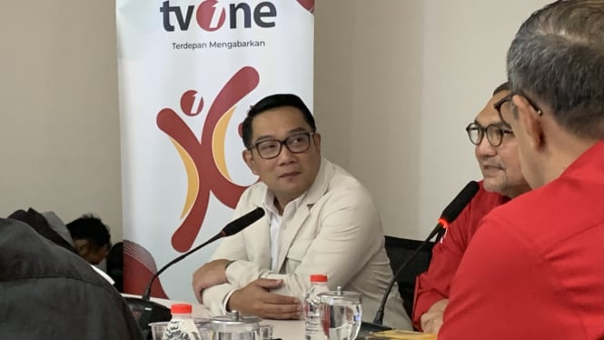 Calon Gubernur Jakarta nomor urut 1 Ridwan Kamil saat Media Visit ke tvOne