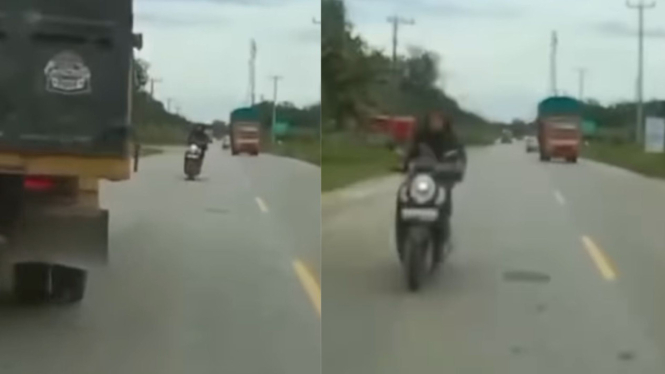 Viral Detik-detik Adu Banteng Motor Scoopy vs Grand Max