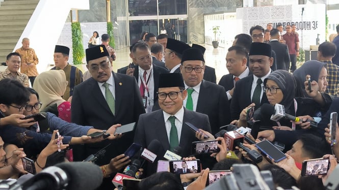 Ketua Umum PKB Muhaimin Iskandar alias Cak Imin di Kompleks Parlemen, Senayan, Jakarta Pusat 