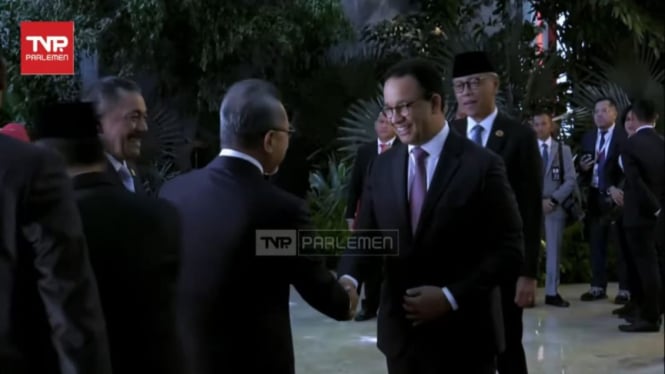 Anies Baswedan tiba di Gedung DPR/MPR.