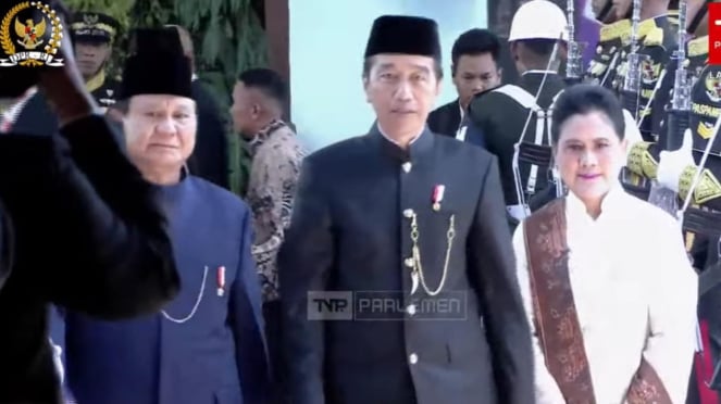 O Presidente Jokowi participou na cerimónia de tomada de posse de Prabowo-Gibran