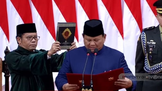 El presidente de Indonesia, Prabowo Subianto, viajó en el MPR el domingo 20 de octubre de 2024.