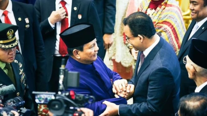 Presiden Prabowo Subianto dan Anies Baswedan.