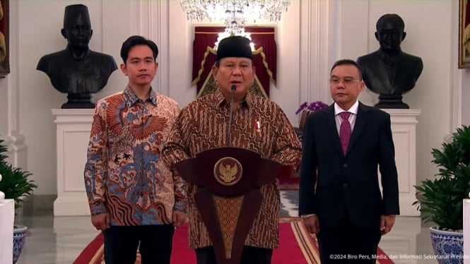 Presiden Prabowo Subianto menyampaikan susunan kabinet Merah Putih